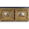 19C Antique Pair Continental Porcelain H/P Plaques