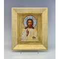 19C Antique Russian Silver Gilt Enamel Icon Christ Pantocrator
