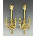 19C French Gilt Bronze Louis XVI Style Wall Sconces
