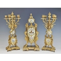 19C French Gilt Bronze Sevres Porcelain Clock Candelabra Set