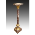 19C French Red Marble Gilt Bronze Pedestal