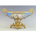 19C French Sevres Porcelain Gilt Bronze Centerpiece Bowl