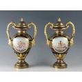19C Pair Royal Vienna Porcelain Vases Urns