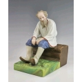19C Russian Gardner Porcelain Figurine of Sitting Peasant