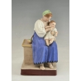 19C Russian Gardner Porcelain Group Figurine of Mother and Child