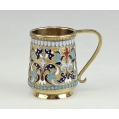 19C Russian Gilt Silver Enamel Charka Cup