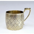 19C Russian Silver Trompe-l'oeil Tea Glass Holder Podstakannik Ovchinnikov