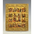 Antique 19C Russian Orthodox Icon of The Great Feasts