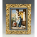 Antique French 19th C Porcelain Plaque A. Soustre After Diana Coomans Gilt Frame