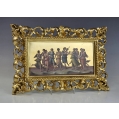 Antique German Porcelain Gold Painted Plaque Appolo Dancing With The Nine Muses