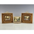 Antique Hand-Painted Miniature Paintings in Ornate Gilt Bronze Frames Rococo