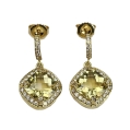 Beautiful 18K Yellow Gold Citrine Diamond Pendant Earings