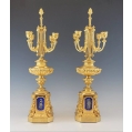 Beautiful 19C French Bronze Dore Enamel Pair Empire Style Candelabras