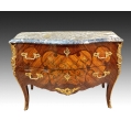 Beautiful 19C French Marquetry Wood Gilt Bronze Commode Cabinet