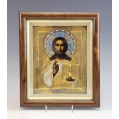Beautiful Antique Russian Gilt Silver Enamel Icon Christ Pantocrator
