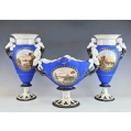 Beautiful Large 19C French Paris Vases Centerpiece Set