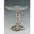 Exquisite 19C Austrian Figural Silver Cut Crystal Centerpiece Tazza