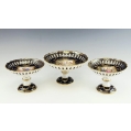 Antique 19C Austrian Royal Vienna Set Three Tazzas Compotes Centerpiece