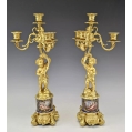 Fine 19C French Sevres Porcelain Gilt Bronze Candelabra C.H. Levy