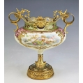 Fine 19C French Sevres Porcelain Gilt Bronze Enamel Centerpiece Bowl
