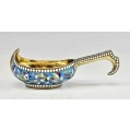 Fine 19C Russian Gilt Silver Enamel Kovsh
