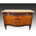 Fine Large 19C French Marquetry Parquetry Wood Gilt Bronze Commode Cabinet