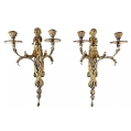 Fine Pair 19C French Gilt Bronze Wall sconces Cherubs