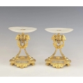 Fine Pair of 19th Century French Gilt Bronze and Onyx Tazzas Compotes