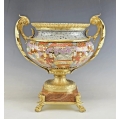 French Japonisme Gilt Bronze Mounted Japanese Satsuma Centerpiece, Late 19th Century