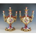 Gorgeous Large 19C French Pair Porcelain Old Paris Candelabras