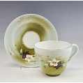 Huge Antique 19C Russian Unique Gardner Porcelain Cup Saucer Hand Painted
