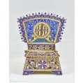 Imperial Russian Silver-Gilt Cloisonné and Plique-à-Jour Enamel Salt Throne
