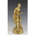 Large 19C Antique French Gilt Bronze Statue Eutrope Bouret ( 1833-1906 )"Cigale"