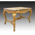 Large 19C French Giltwood Marble Top Center Table