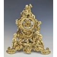 Large 19C French Ormolu Bronze Mantel Clock Cherubs