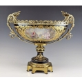 Large 19C French Sevres Porcelain Gilt Bronze Centerpiece Bowl