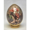 Large 19C Imperial Russian Porcelain Easter Egg Christ Ascension