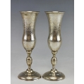 Large 19C Pair Russian Silver Engraved Flutes