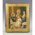 Large 19C Russian Icon Birth of Blessed Virgin Mary