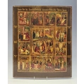 Large 19C Russian Orthodox Icon of The Great Feasts
