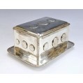 Large Antique English Sterling Silver Coin Inset Box