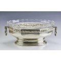 Large Antique German Silver Crystal Centerpiece Bowl