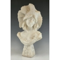 Large Antique Italian Adolfo Cipriani ( 1857–1941 )Alabaster Bust Sculpture