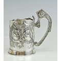 Large Antique Russian Silver Tea Glass Holder Podstakannik Bogatyrs