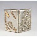 Large Heavy Imperial Russian Silver & Gold Mounted Cigarette Case, Military Scene