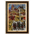 Large Sacha Moldovan Oil Painting European Village Landscape c1960 Signed Framed