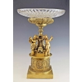 Lrg 19C French Empire Style Gilt Bronze Cut Crystal Figural Centerpiece Cherubs