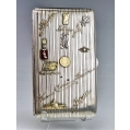 Lrg Antique Russian Silver Gold Cigarette Case with Souvenirs