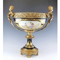 Monumental Antique French Sevres Porcelain Gilt Bronze Centerpiece Bowl