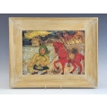 Original David Burliuk ( American/Russian 1882 - 1967 ) Oil Painting
